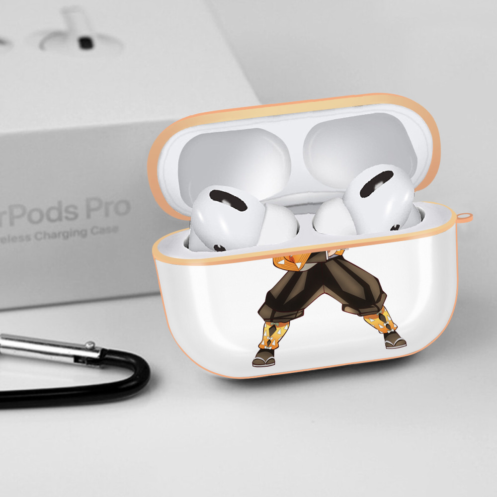 鬼滅の刃（きめつのやいば）我妻 善逸／あがつま ぜんいつ Agatsuma Zenitsu 【AirPods Pro用】ハードシェル保護ケース｜耐衝撃・防指紋・カラビナ付き商品仕様
