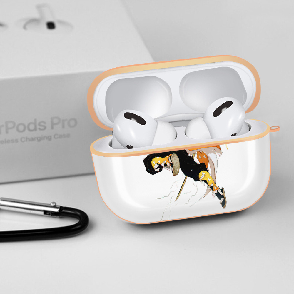 鬼滅の刃（きめつのやいば）我妻 善逸／あがつま ぜんいつ Agatsuma Zenitsu 【AirPods Pro用】ハードシェル保護ケース｜耐衝撃・防指紋・カラビナ付き商品仕様