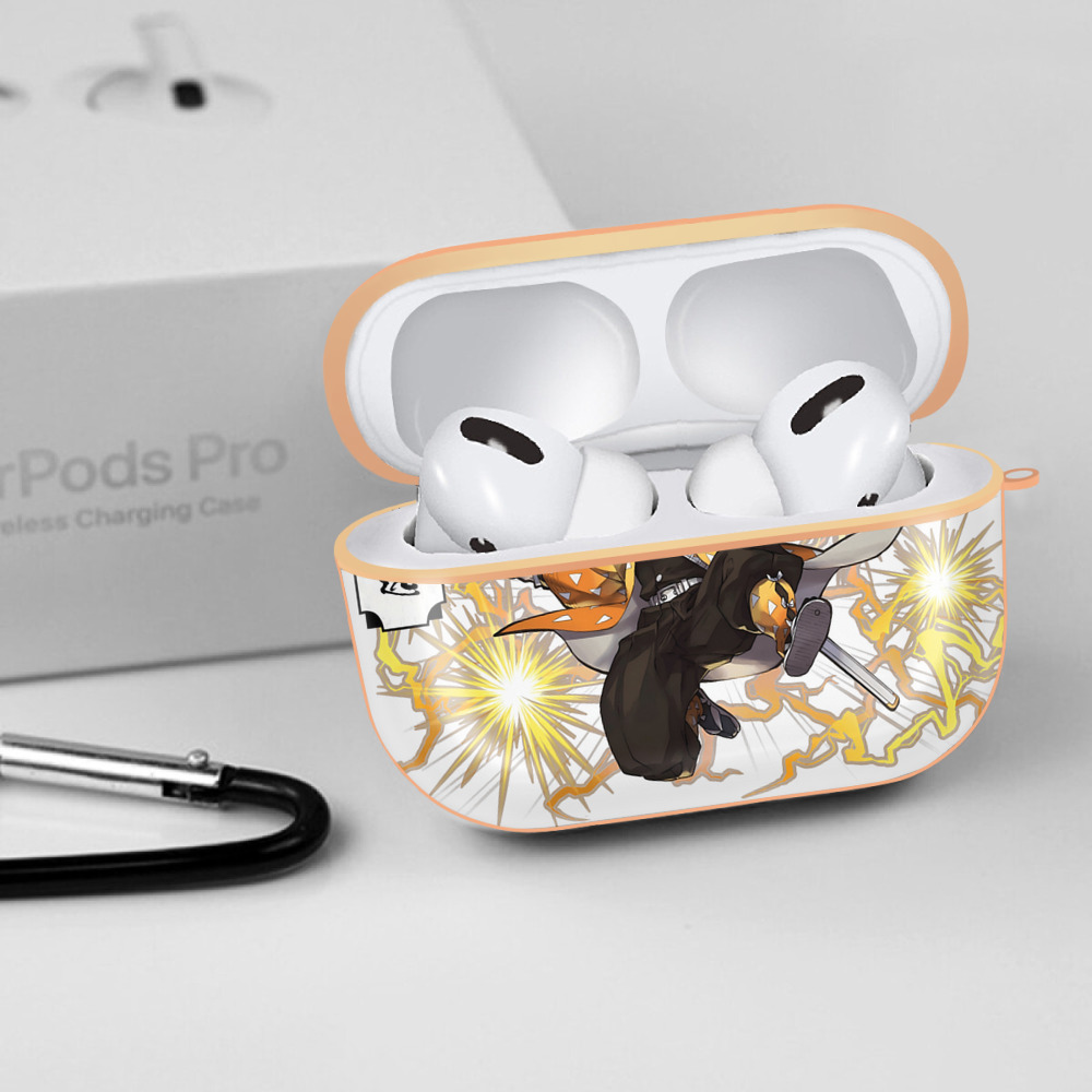 鬼滅の刃（きめつのやいば）我妻 善逸／あがつま ぜんいつ Agatsuma Zenitsu 【AirPods Pro用】ハードシェル保護ケース｜耐衝撃・防指紋・カラビナ付き商品仕様