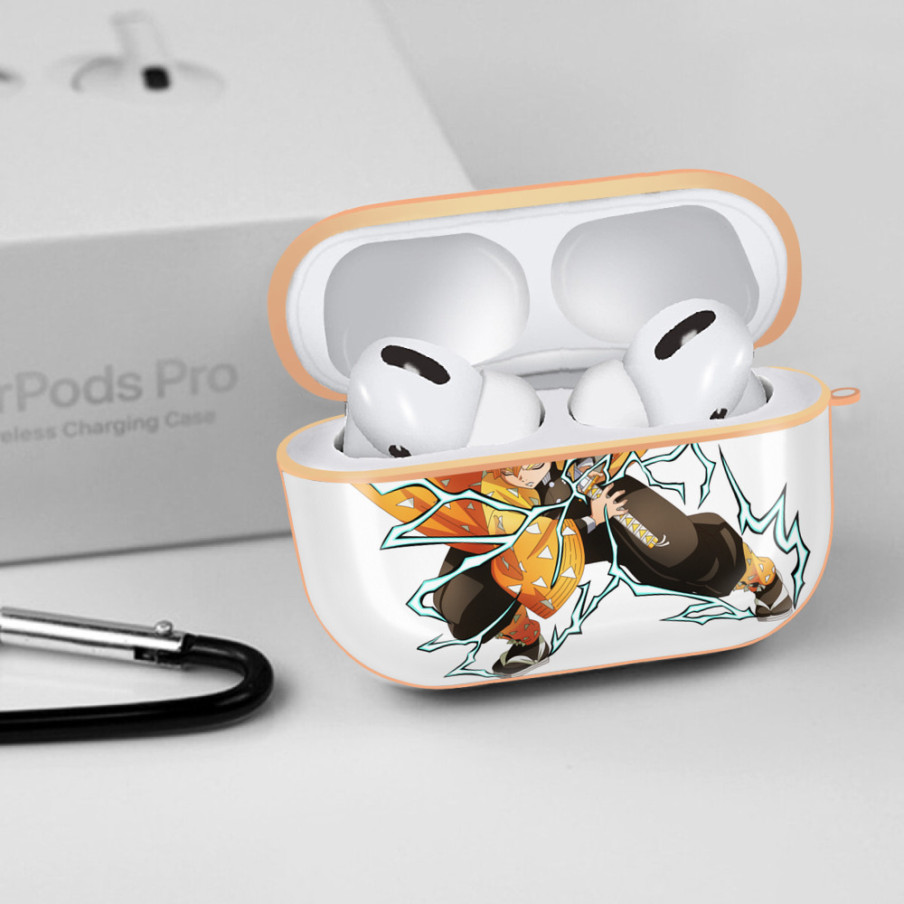鬼滅の刃（きめつのやいば）我妻 善逸／あがつま ぜんいつ Agatsuma Zenitsu 【AirPods Pro用】ハードシェル保護ケース｜耐衝撃・防指紋・カラビナ付き商品仕様