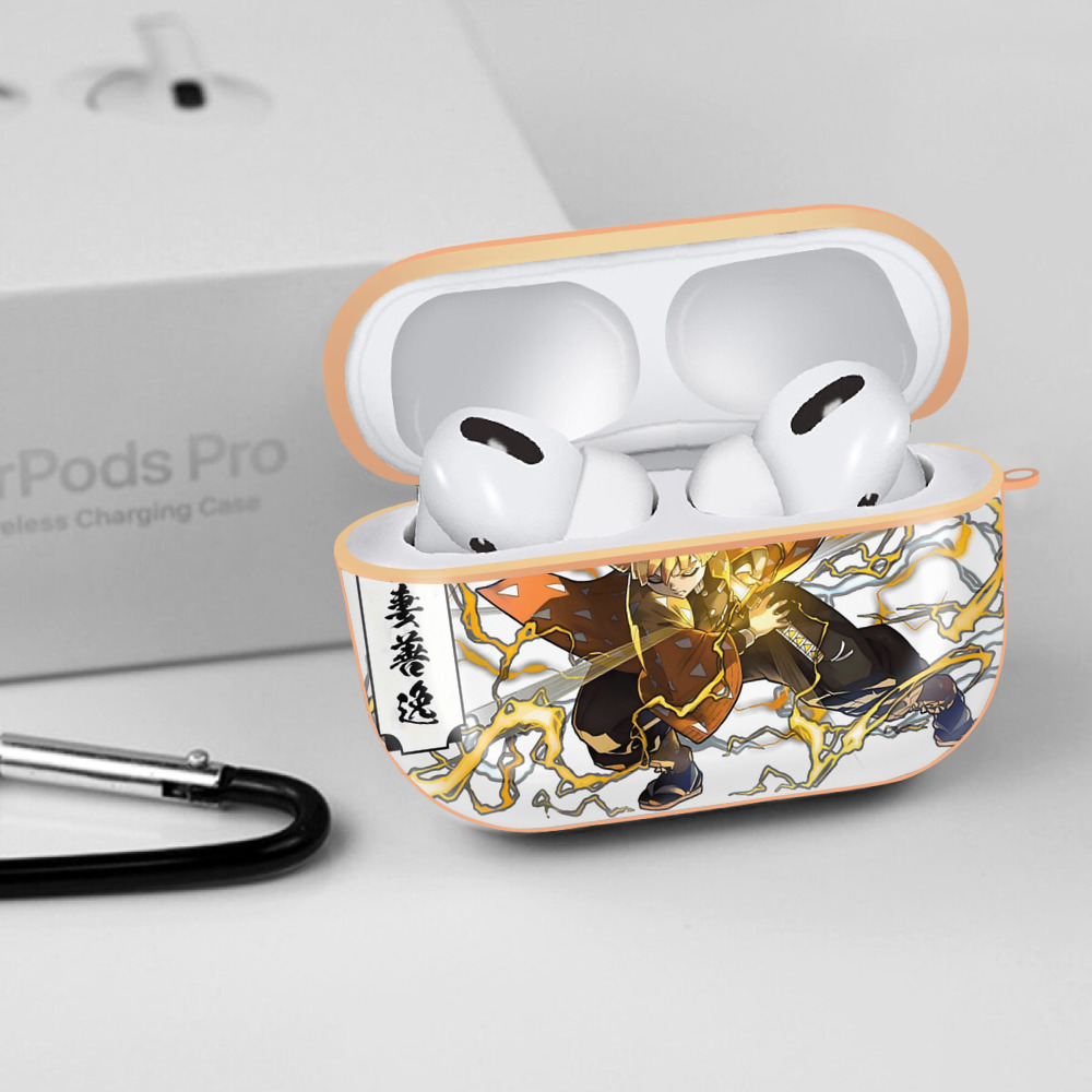 鬼滅の刃（きめつのやいば）我妻 善逸／あがつま ぜんいつ Agatsuma Zenitsu 【AirPods Pro用】ハードシェル保護ケース｜耐衝撃・防指紋・カラビナ付き商品仕様