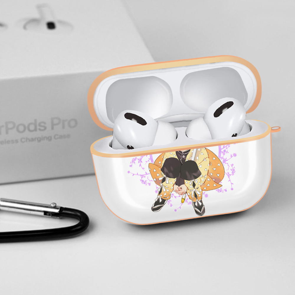 鬼滅の刃（きめつのやいば）我妻 善逸／あがつま ぜんいつ Agatsuma Zenitsu 【AirPods Pro用】ハードシェル保護ケース｜耐衝撃・防指紋・カラビナ付き商品仕様