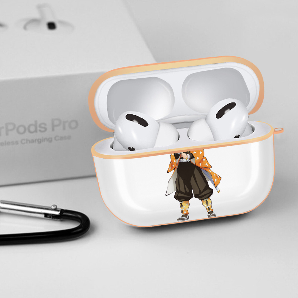 鬼滅の刃（きめつのやいば）我妻 善逸／あがつま ぜんいつ Agatsuma Zenitsu 【AirPods Pro用】ハードシェル保護ケース｜耐衝撃・防指紋・カラビナ付き商品仕様