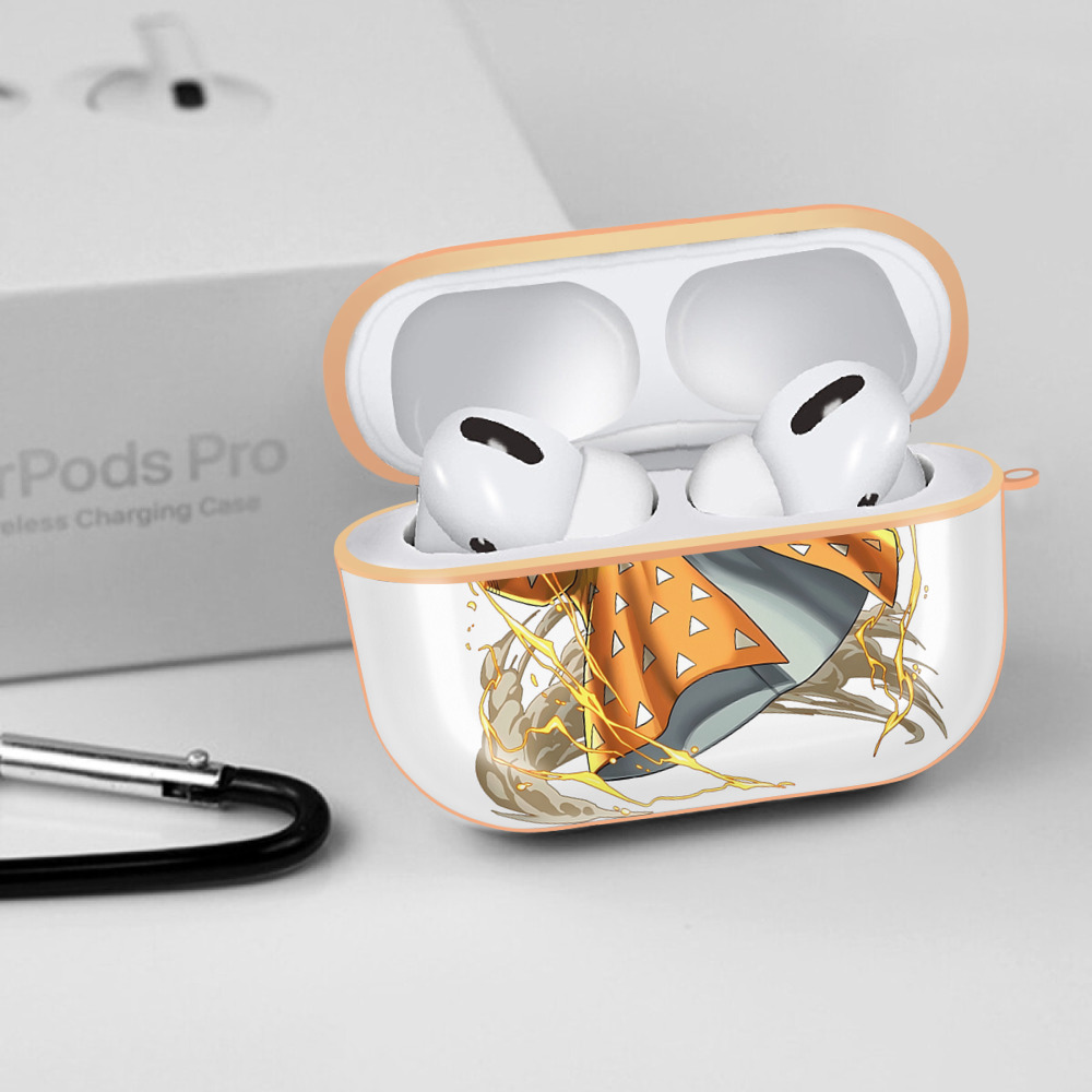 鬼滅の刃（きめつのやいば）我妻 善逸／あがつま ぜんいつ Agatsuma Zenitsu 【AirPods Pro用】ハードシェル保護ケース｜耐衝撃・防指紋・カラビナ付き商品仕様