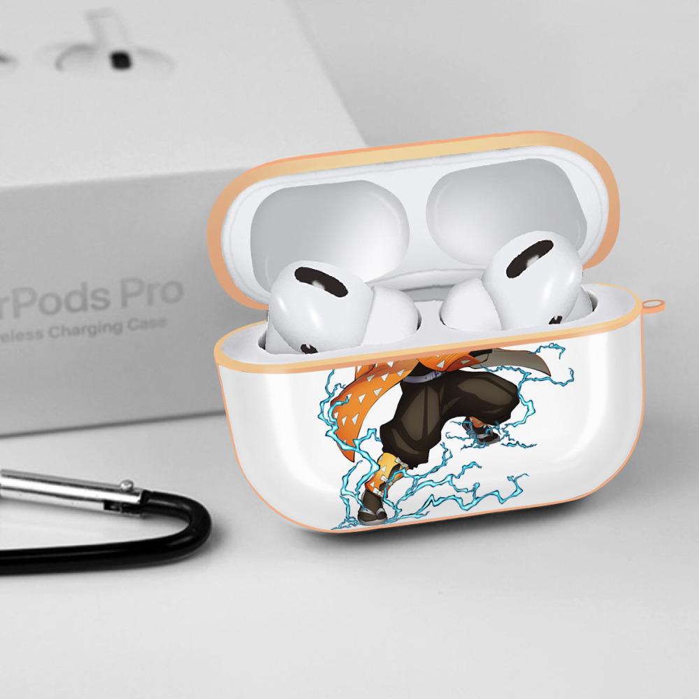 鬼滅の刃（きめつのやいば）我妻 善逸／あがつま ぜんいつ Agatsuma Zenitsu 【AirPods Pro用】ハードシェル保護ケース｜耐衝撃・防指紋・カラビナ付き商品仕様