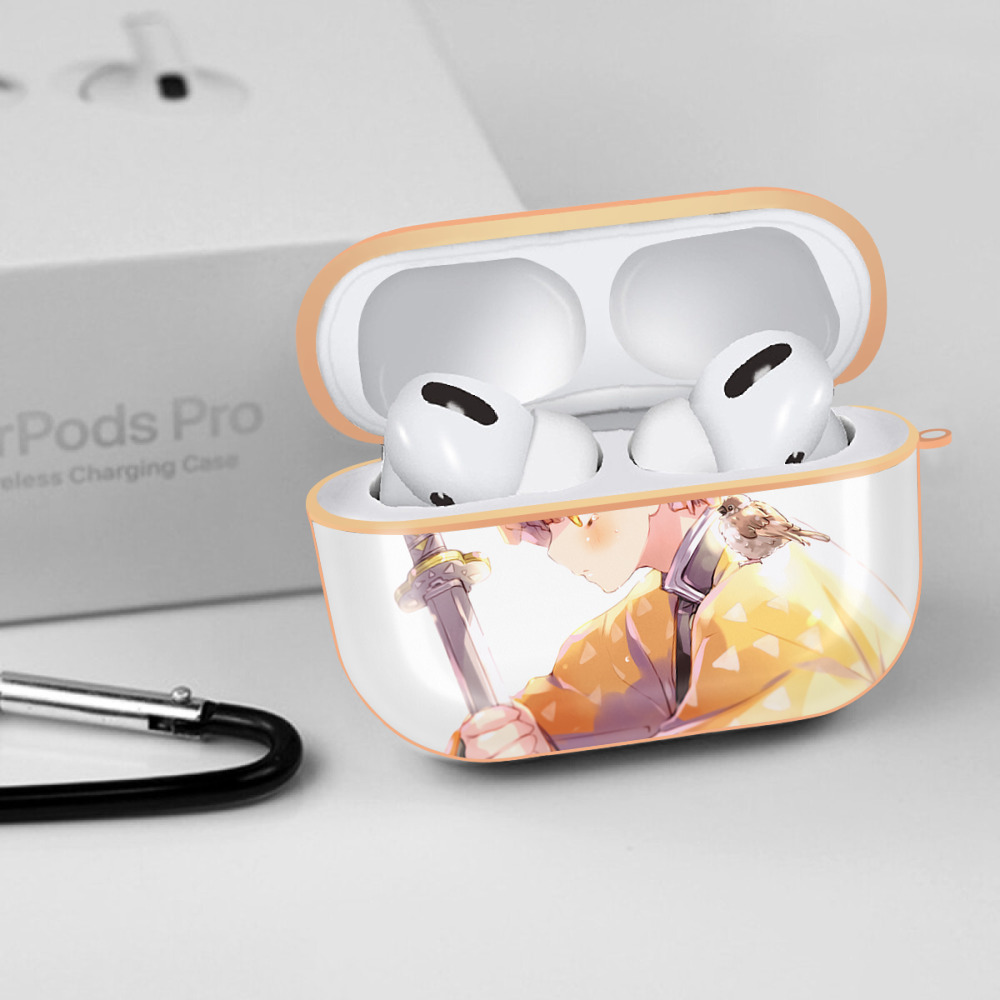 鬼滅の刃（きめつのやいば）我妻 善逸／あがつま ぜんいつ Agatsuma Zenitsu 【AirPods Pro用】ハードシェル保護ケース｜耐衝撃・防指紋・カラビナ付き商品仕様