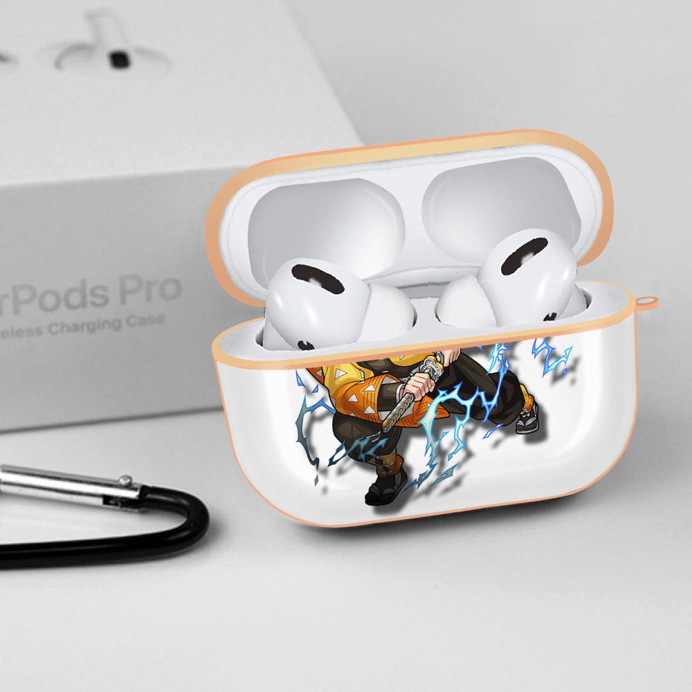 鬼滅の刃（きめつのやいば）我妻 善逸／あがつま ぜんいつ Agatsuma Zenitsu 【AirPods Pro用】ハードシェル保護ケース｜耐衝撃・防指紋・カラビナ付き商品仕様
