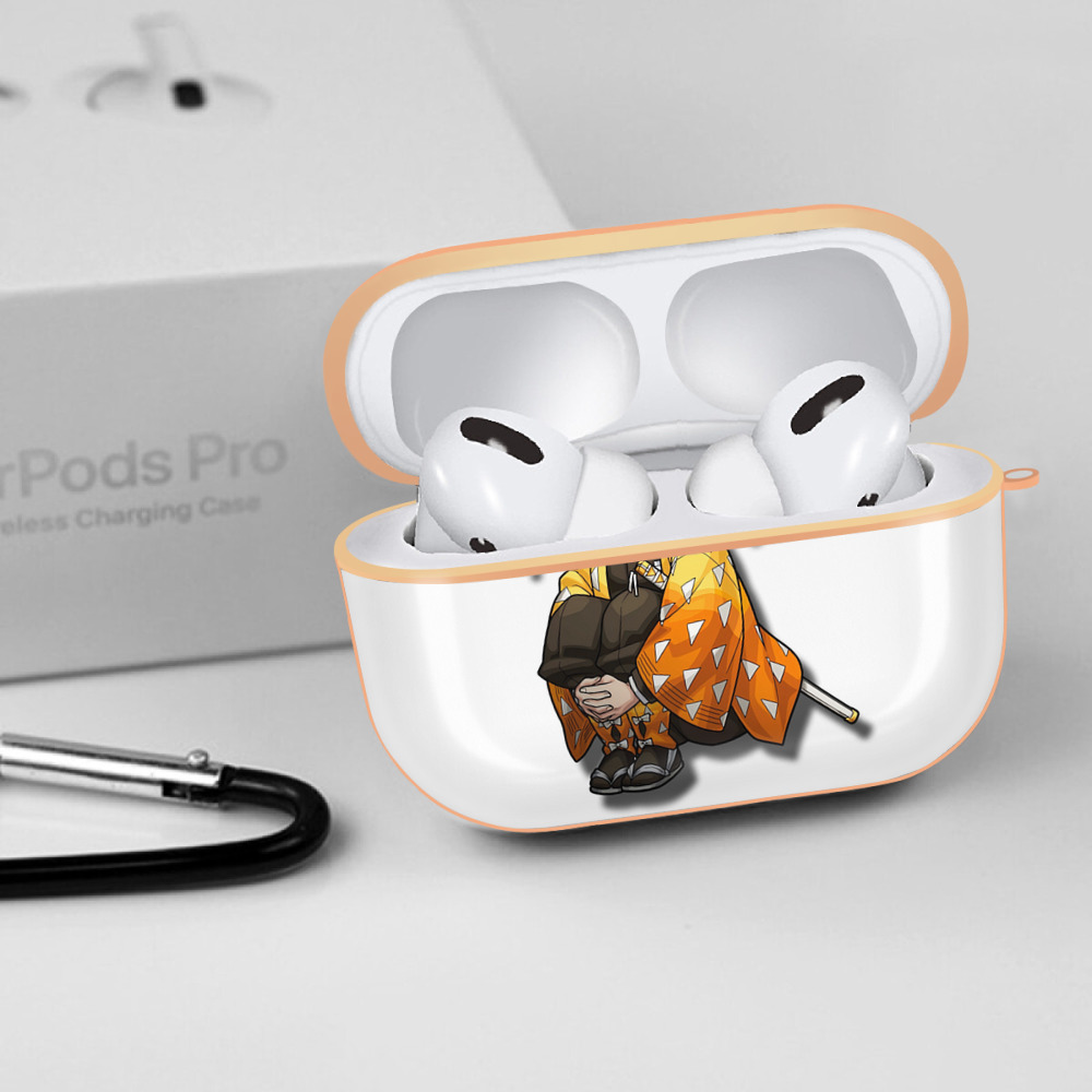 鬼滅の刃（きめつのやいば）我妻 善逸／あがつま ぜんいつ Agatsuma Zenitsu 【AirPods Pro用】ハードシェル保護ケース｜耐衝撃・防指紋・カラビナ付き商品仕様