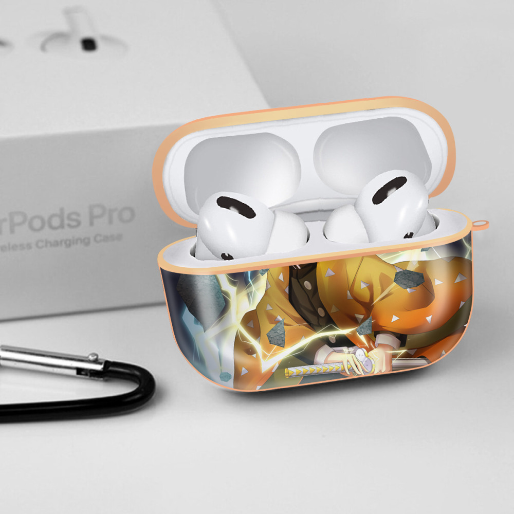 鬼滅の刃（きめつのやいば）我妻 善逸／あがつま ぜんいつ Agatsuma Zenitsu 【AirPods Pro用】ハードシェル保護ケース｜耐衝撃・防指紋・カラビナ付き商品仕様
