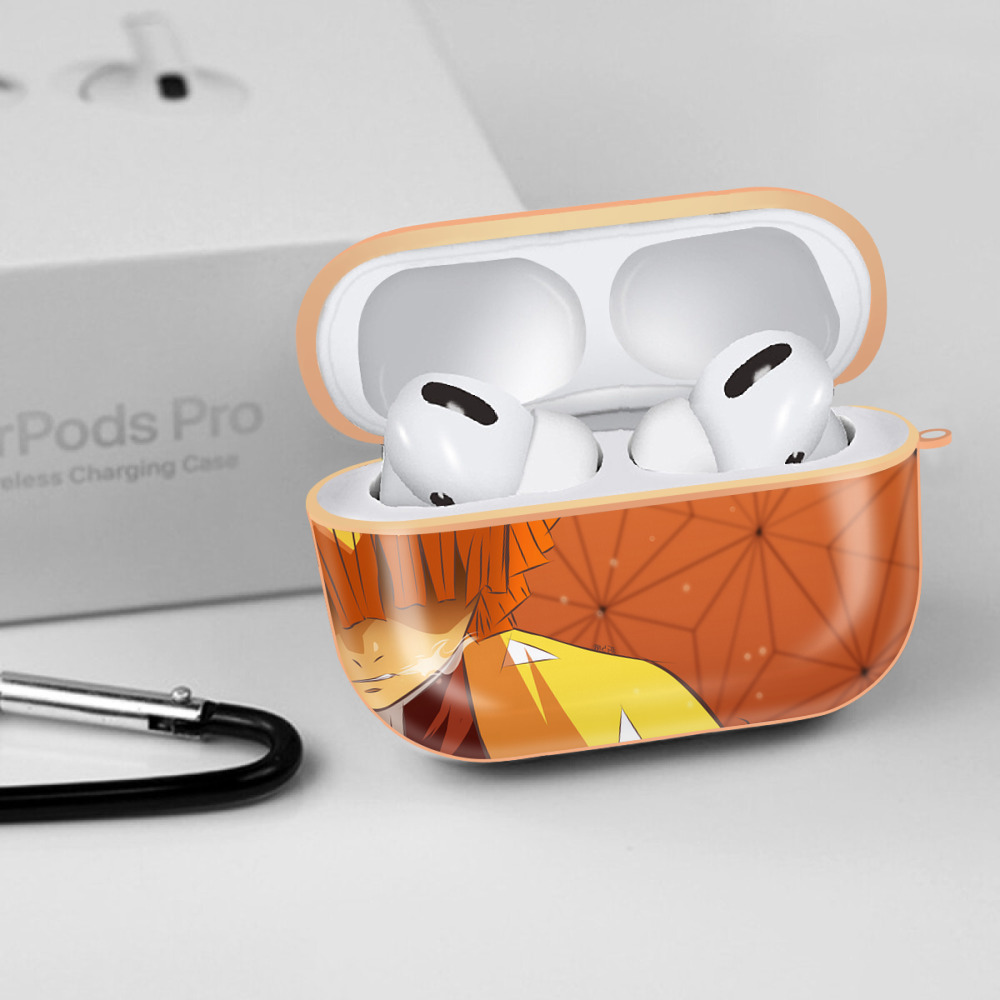 鬼滅の刃（きめつのやいば）我妻 善逸／あがつま ぜんいつ Agatsuma Zenitsu 【AirPods Pro用】ハードシェル保護ケース｜耐衝撃・防指紋・カラビナ付き商品仕様