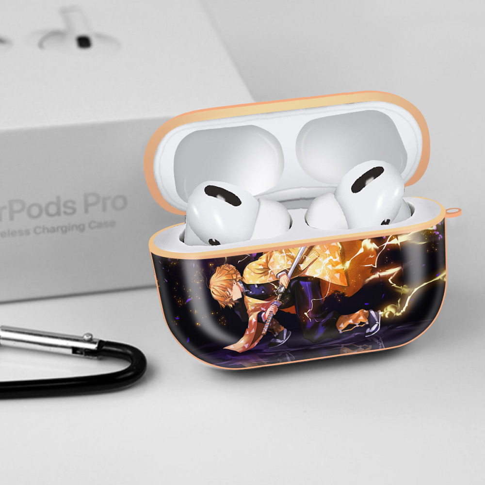 鬼滅の刃（きめつのやいば）我妻 善逸／あがつま ぜんいつ Agatsuma Zenitsu 【AirPods Pro用】ハードシェル保護ケース｜耐衝撃・防指紋・カラビナ付き商品仕様
