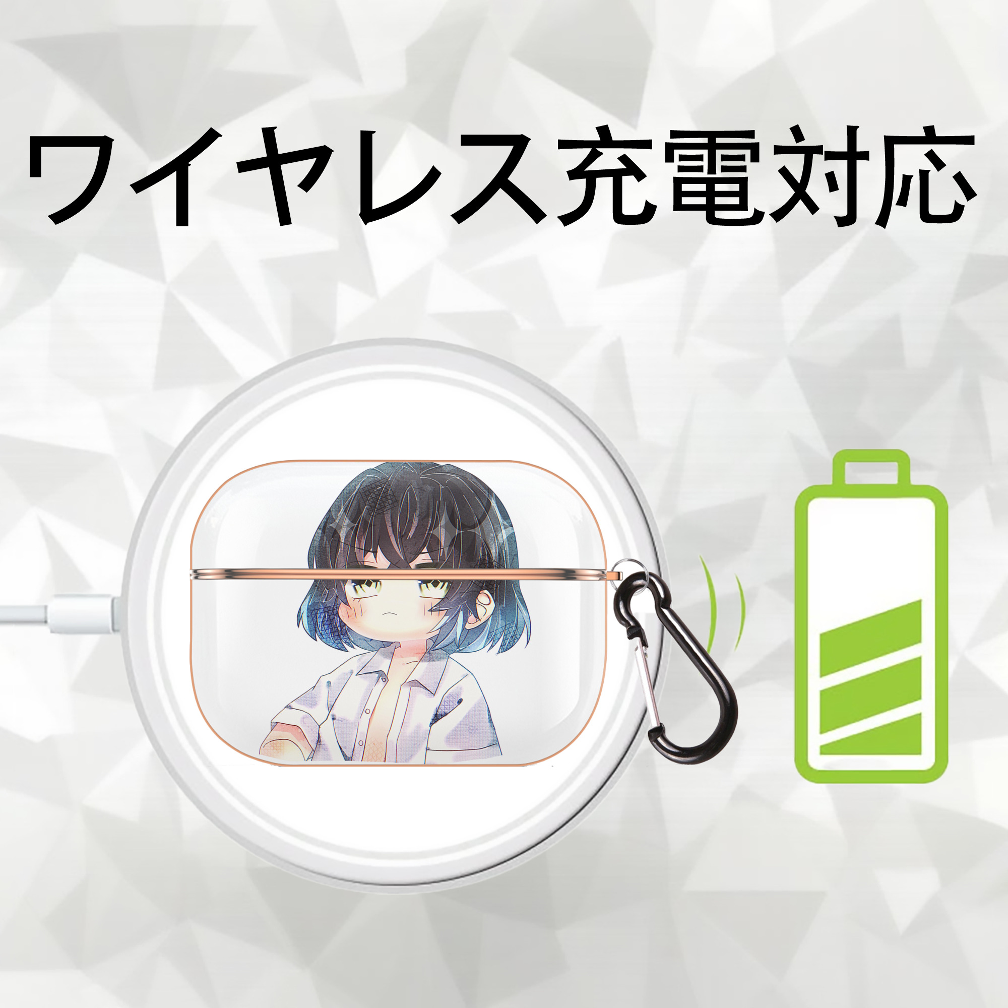 鬼滅の刃（きめつのやいば）嘴平 伊之助／はしびら いのすけ Hashibira Inosuke 【AirPods Pro用】ハードシェル保護ケース｜耐衝撃・防指紋・カラビナ付き商品仕様