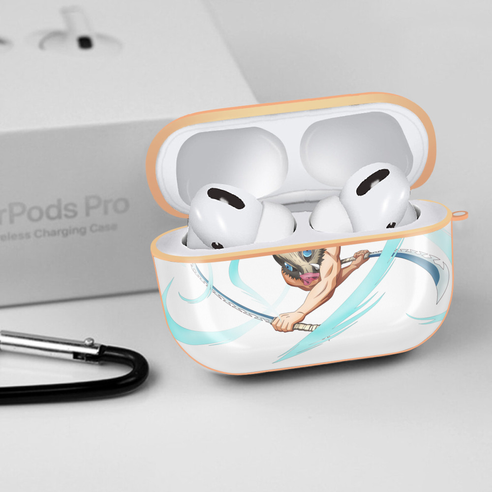 鬼滅の刃（きめつのやいば）嘴平 伊之助／はしびら いのすけ Hashibira Inosuke 【AirPods Pro用】ハードシェル保護ケース｜耐衝撃・防指紋・カラビナ付き商品仕様
