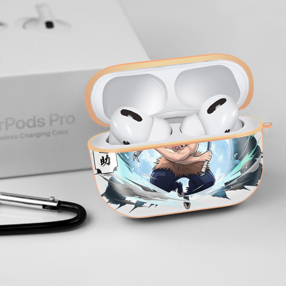 鬼滅の刃（きめつのやいば）嘴平 伊之助／はしびら いのすけ Hashibira Inosuke 【AirPods Pro用】ハードシェル保護ケース｜耐衝撃・防指紋・カラビナ付き商品仕様