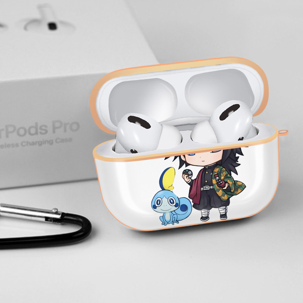 鬼滅の刃（きめつのやいば）水柱-冨岡 義勇／とみおか ぎゆう Tomioka Giyuu 【AirPods Pro用】ハードシェル保護ケース｜耐衝撃・防指紋・カラビナ付き商品仕様
