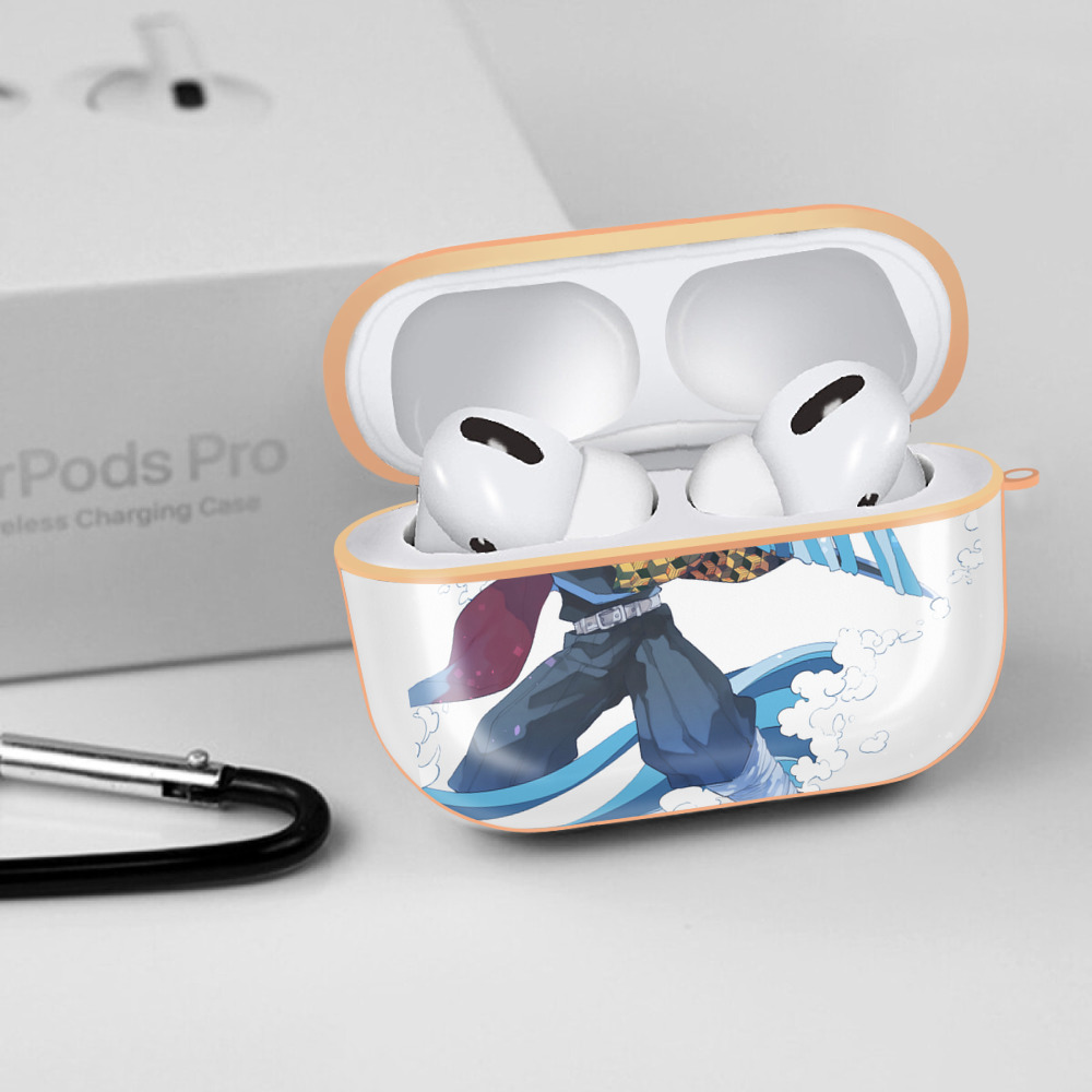 鬼滅の刃（きめつのやいば）水柱-冨岡 義勇／とみおか ぎゆう Tomioka Giyuu 【AirPods Pro用】ハードシェル保護ケース｜耐衝撃・防指紋・カラビナ付き商品仕様