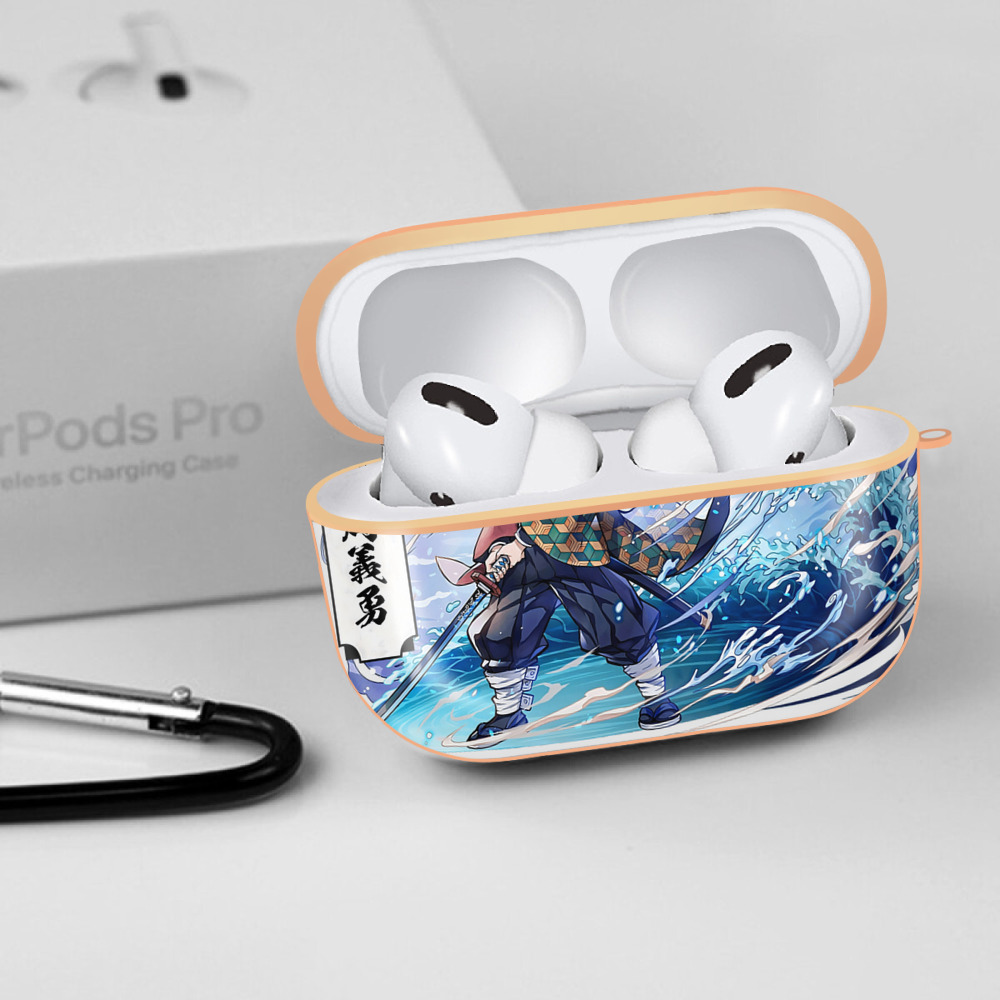 鬼滅の刃（きめつのやいば）水柱-冨岡 義勇／とみおか ぎゆう Tomioka Giyuu 【AirPods Pro用】ハードシェル保護ケース｜耐衝撃・防指紋・カラビナ付き商品仕様
