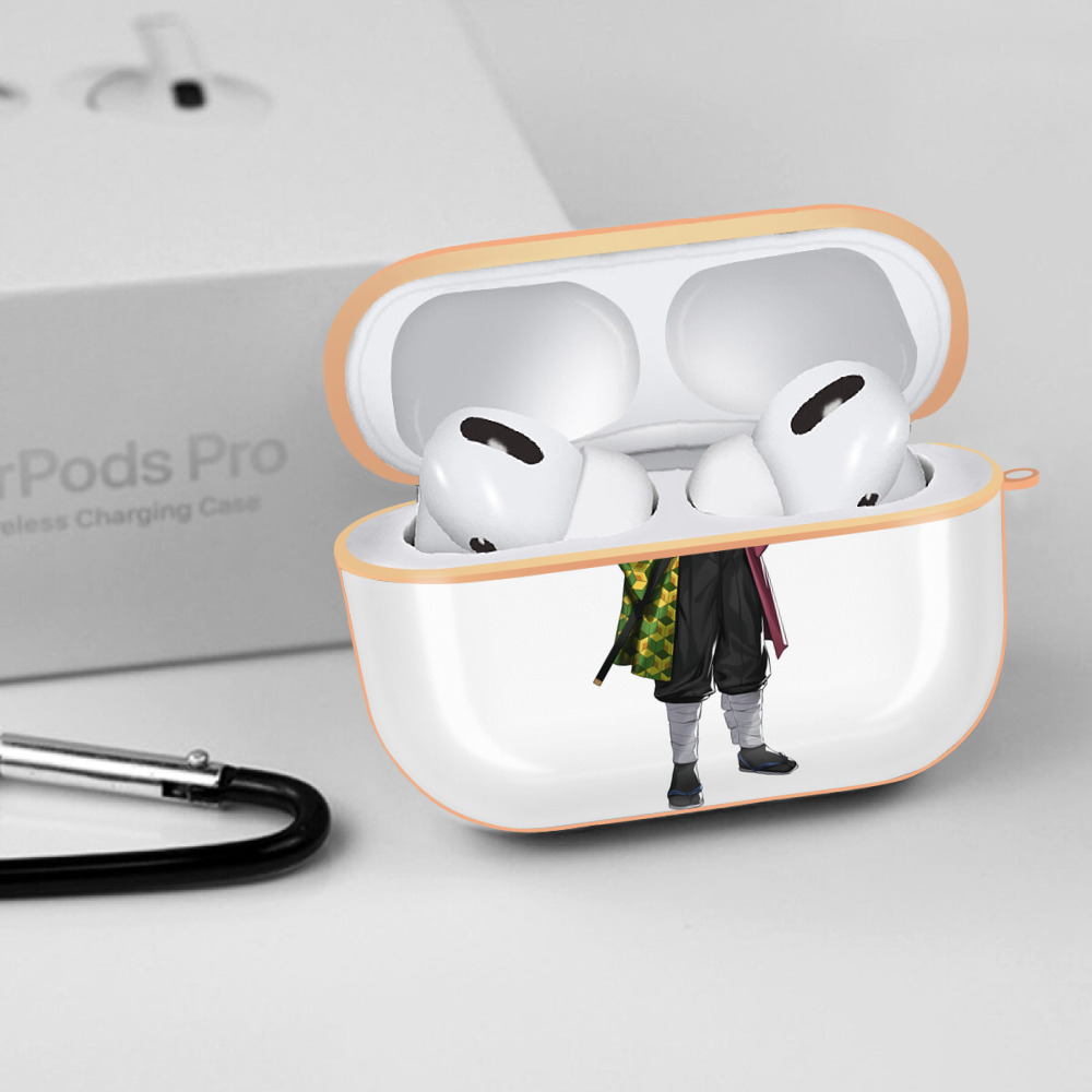 鬼滅の刃（きめつのやいば）水柱-冨岡 義勇／とみおか ぎゆう Tomioka Giyuu 【AirPods Pro用】ハードシェル保護ケース｜耐衝撃・防指紋・カラビナ付き商品仕様
