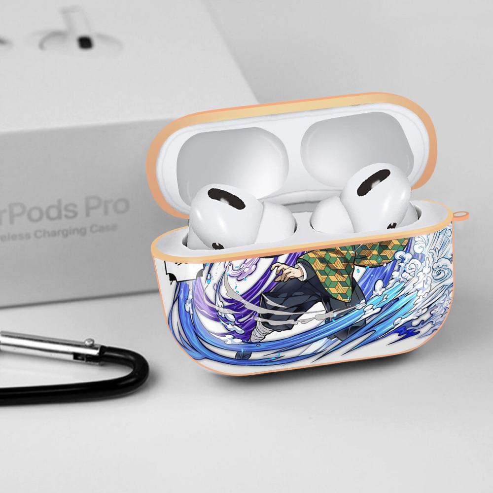 鬼滅の刃（きめつのやいば）水柱-冨岡 義勇／とみおか ぎゆう Tomioka Giyuu 【AirPods Pro用】ハードシェル保護ケース｜耐衝撃・防指紋・カラビナ付き商品仕様
