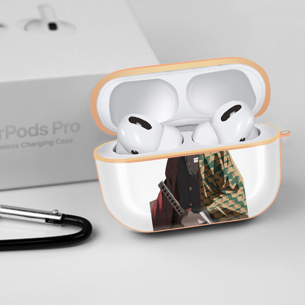鬼滅の刃（きめつのやいば）水柱-冨岡 義勇／とみおか ぎゆう Tomioka Giyuu 【AirPods Pro用】ハードシェル保護ケース｜耐衝撃・防指紋・カラビナ付き商品仕様