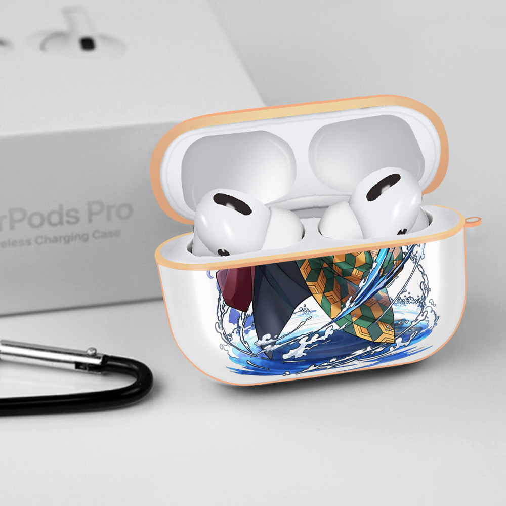 鬼滅の刃（きめつのやいば）水柱-冨岡 義勇／とみおか ぎゆう Tomioka Giyuu 【AirPods Pro用】ハードシェル保護ケース｜耐衝撃・防指紋・カラビナ付き商品仕様