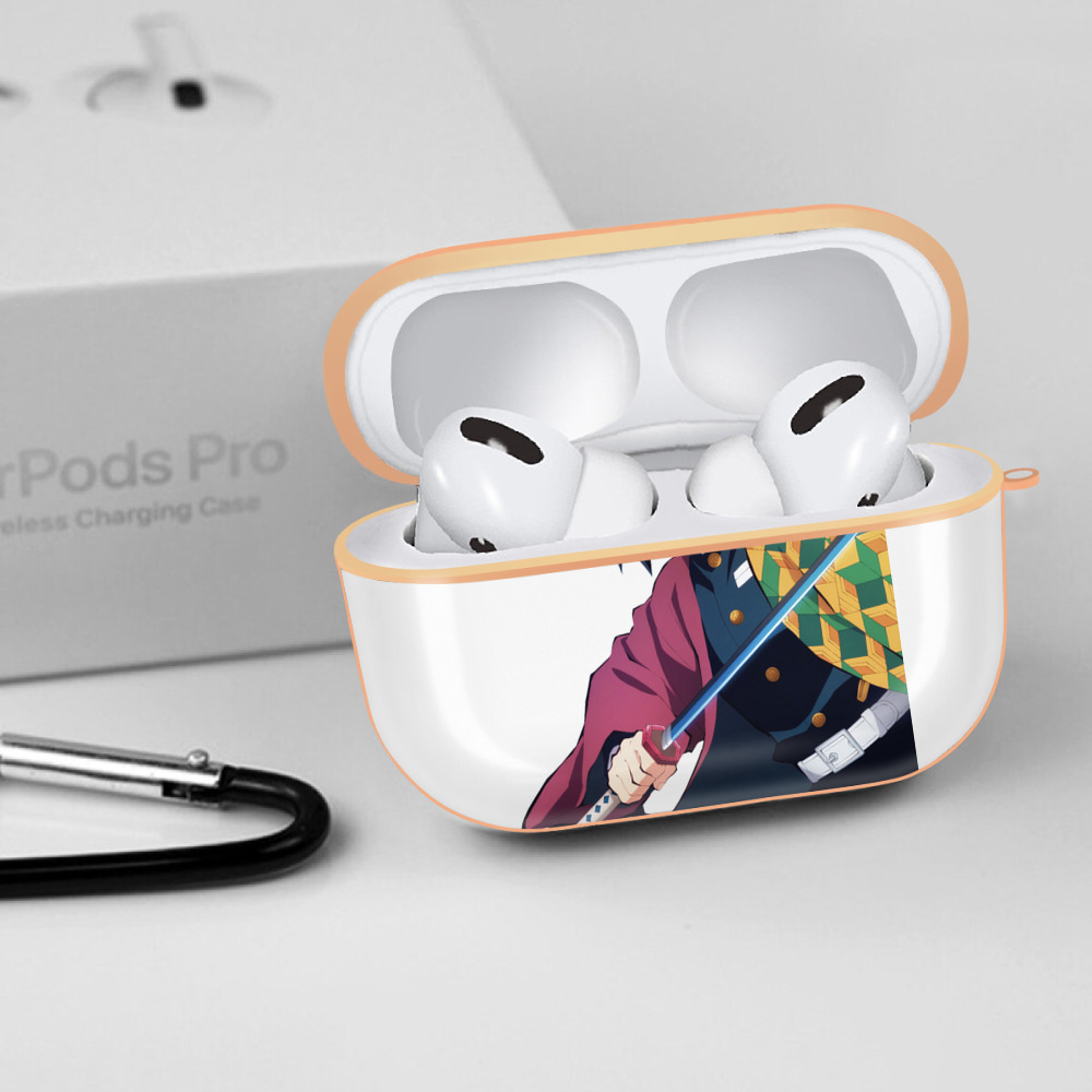 鬼滅の刃（きめつのやいば）水柱-冨岡 義勇／とみおか ぎゆう Tomioka Giyuu 【AirPods Pro用】ハードシェル保護ケース｜耐衝撃・防指紋・カラビナ付き商品仕様