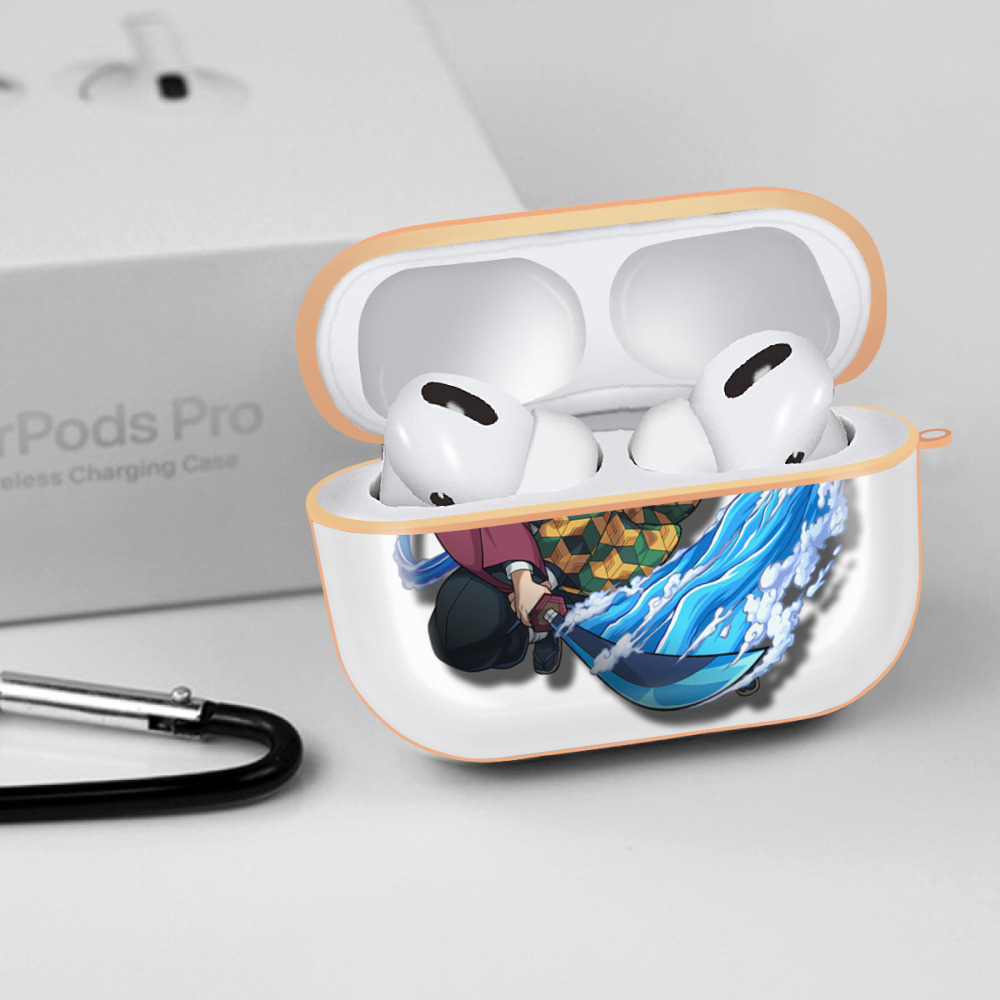 鬼滅の刃（きめつのやいば）水柱-冨岡 義勇／とみおか ぎゆう Tomioka Giyuu 【AirPods Pro用】ハードシェル保護ケース｜耐衝撃・防指紋・カラビナ付き商品仕様