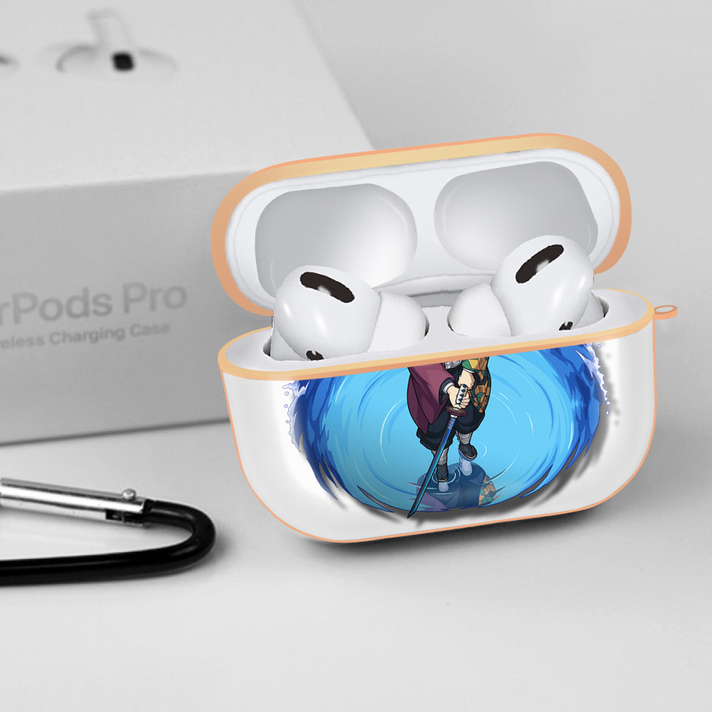 鬼滅の刃（きめつのやいば）水柱-冨岡 義勇／とみおか ぎゆう Tomioka Giyuu 【AirPods Pro用】ハードシェル保護ケース｜耐衝撃・防指紋・カラビナ付き商品仕様
