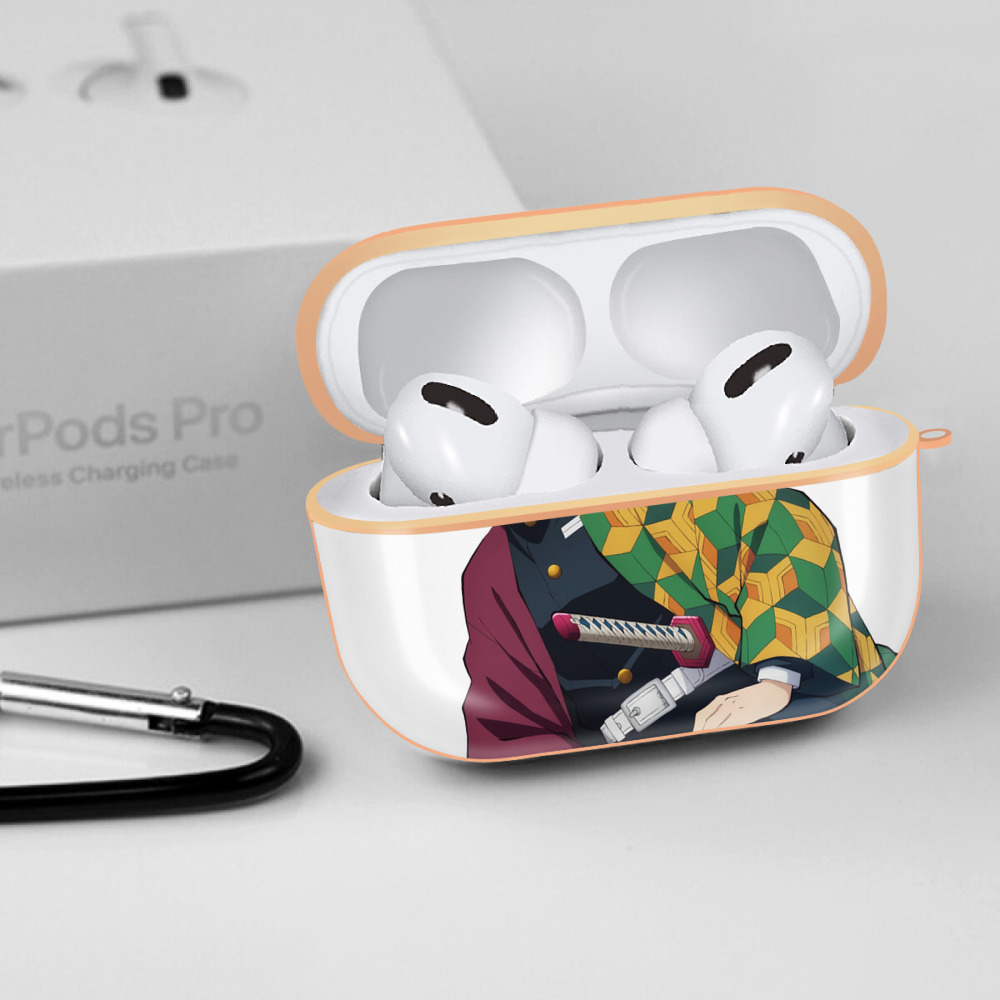 鬼滅の刃（きめつのやいば）水柱-冨岡 義勇／とみおか ぎゆう Tomioka Giyuu 【AirPods Pro用】ハードシェル保護ケース｜耐衝撃・防指紋・カラビナ付き商品仕様