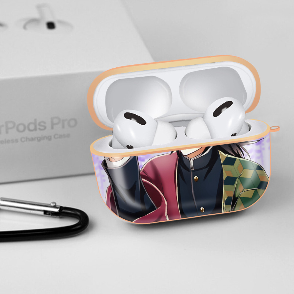 鬼滅の刃（きめつのやいば）水柱-冨岡 義勇／とみおか ぎゆう Tomioka Giyuu 【AirPods Pro用】ハードシェル保護ケース｜耐衝撃・防指紋・カラビナ付き商品仕様