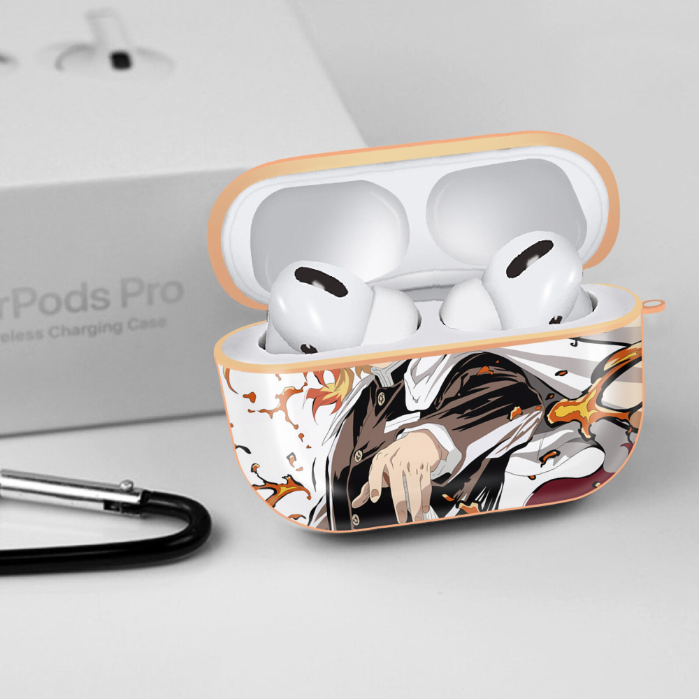 炎柱-煉󠄁獄 杏寿郎／れんごく きょうじゅろう Rengoku Kyoujurou 【AirPods Pro用】ハードシェル保護ケース｜耐衝撃・防指紋・カラビナ付き商品仕様