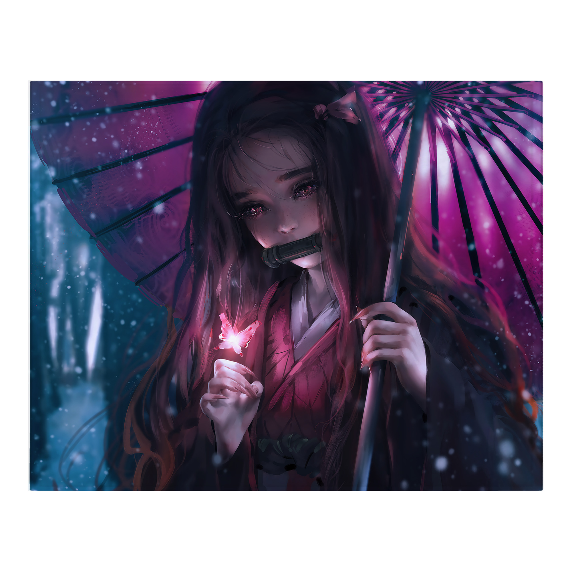 （画像用） 鬼滅の刃（きめつのやいば）竈門 禰󠄀豆子／かまど ねずこ Kamado Nezuko フランネルブランケット・多サイズ対応（横型）