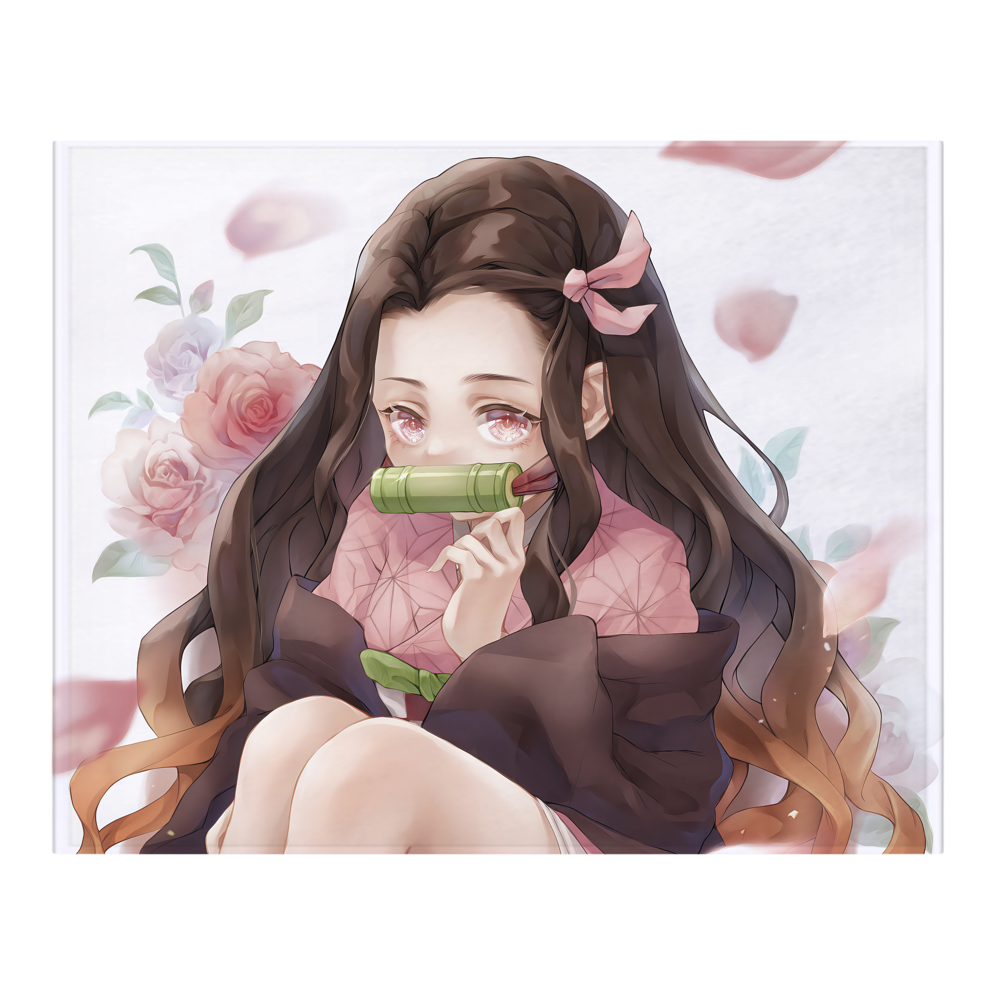 （画像用） 鬼滅の刃（きめつのやいば）竈門 禰󠄀豆子／かまど ねずこ Kamado Nezuko フランネルブランケット・多サイズ対応（横型）